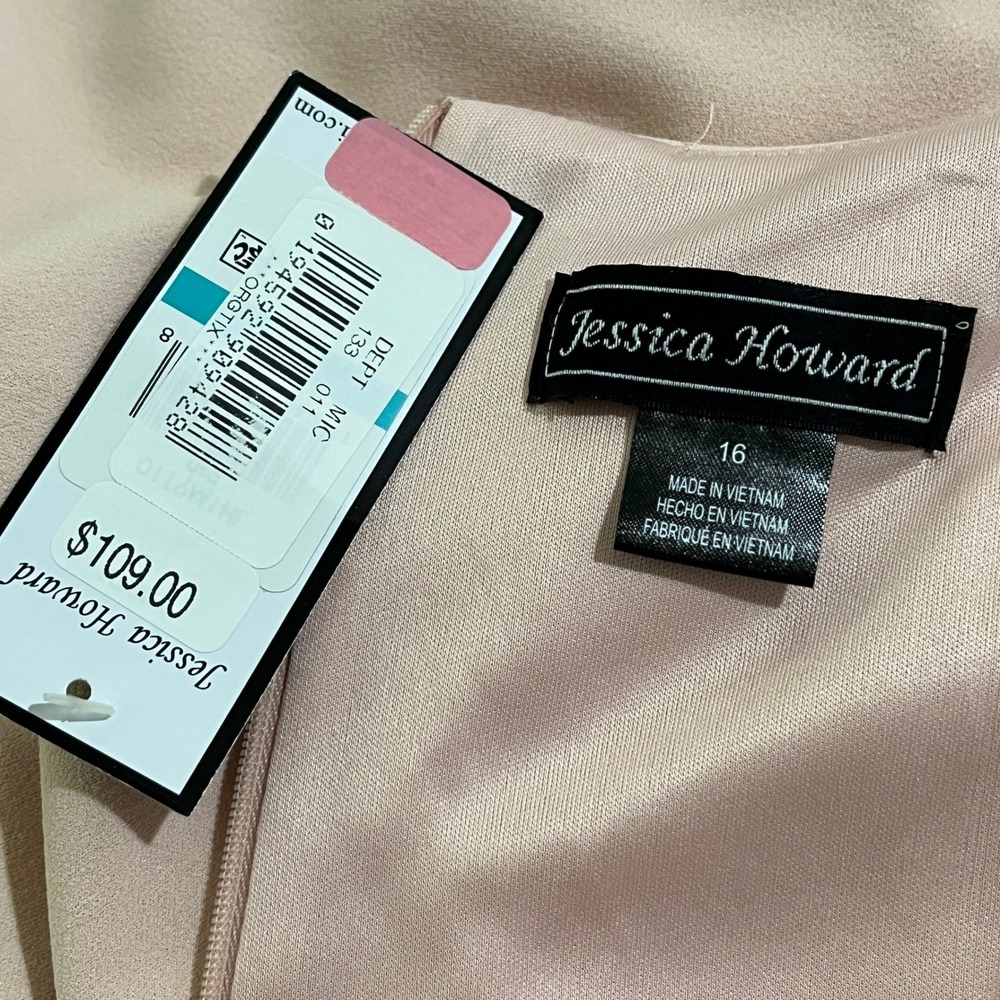 Jessica Howard Blush Pink Pearl-Trim Midi Sheath Dress - Picture 4 of 13